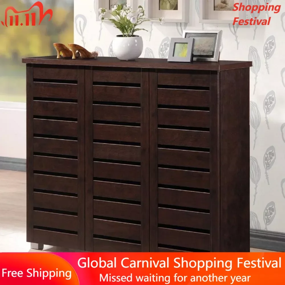 Shoe Racks Free Shipping Shoes Storage System Modern and 3-Door Dark Brown Wooden Entryway Shoes Storage Cabinet Shoe-shelf Rack
Shoe Racks Free Shipping Shoes Storage System Modern and 3-Door Dark Brown Wooden Entryway Shoes Storage Cabinet Shoe-shelf Rack