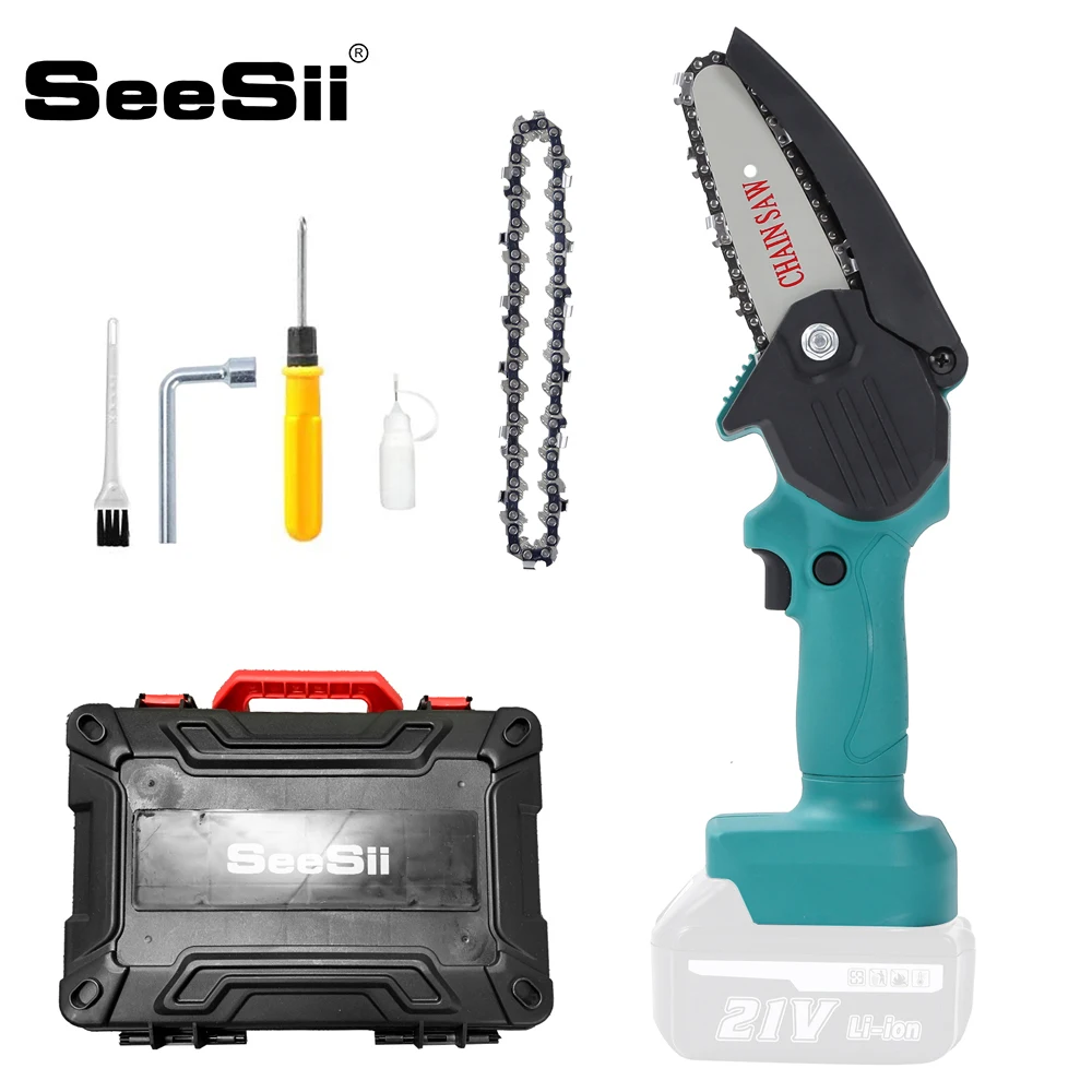 SEESII 4 inch 21V Electric Brushless Chain Saw With 2XBatteries Handheld Pruning Saw Woodworking Electric Saw Cutting Tool
SEESII 4 inch 21V Electric Brushless Chain Saw With 2XBatteries Handheld Pruning Saw Woodworking Electric Saw Cutting Tool