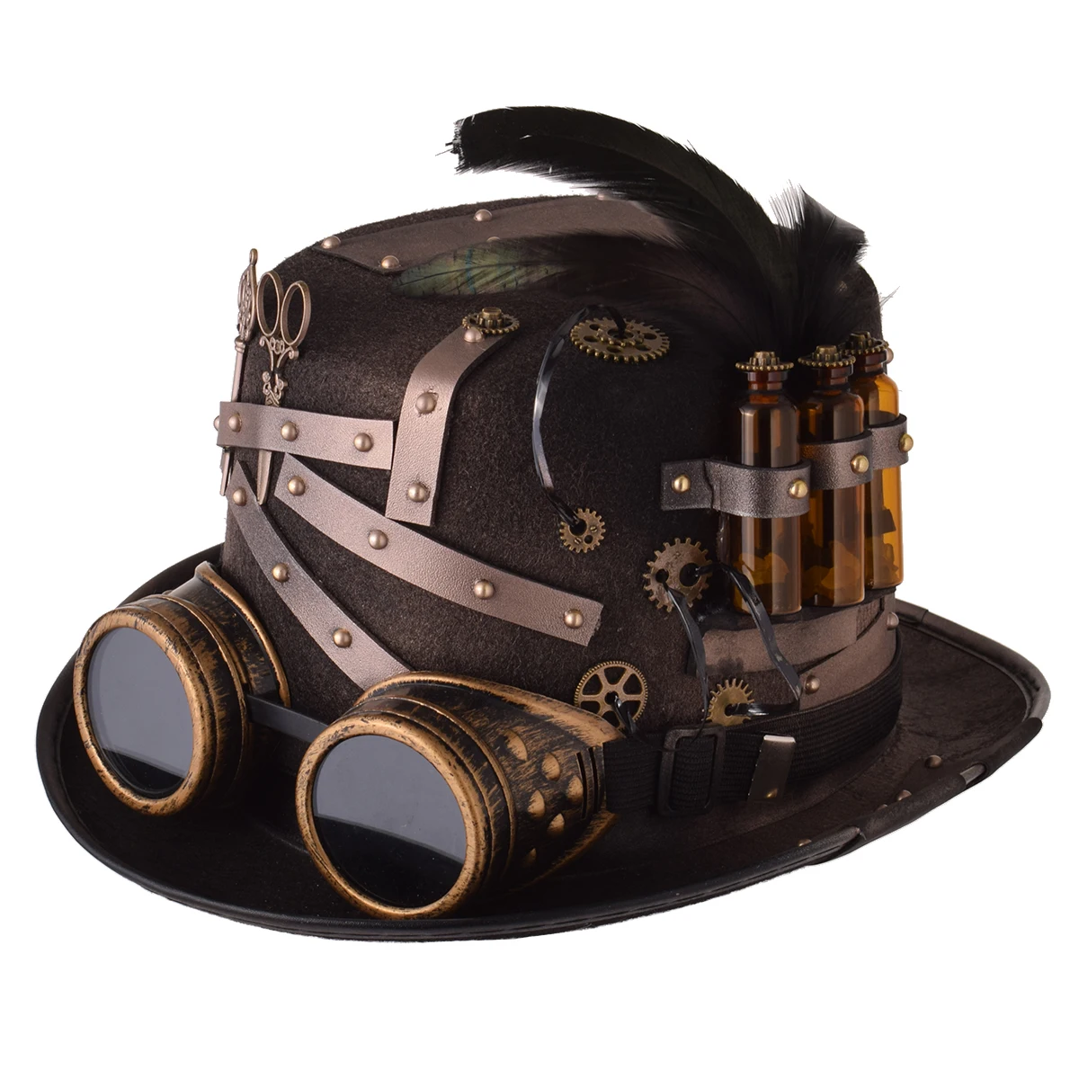 Goth Punk Hat Men Women Handmade Halloween Party Carnival Magic Cosplay Fedora Bowler Hat Steampunk Accessories
Goth Punk Hat Men Women Handmade Halloween Party Carnival Magic Cosplay Fedora Bowler Hat Steampunk Accessories