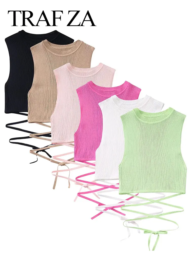 Элегантный Удобный Универсальный женский жилет TRAF ZA, многоцветный Однотонный женский топ с круглым вырезом и завязкой на талии
Элегантный Удобный Универсальный женский жилет TRAF ZA, многоцветный Однотонный женский топ с круглым вырезом и завязкой на талии