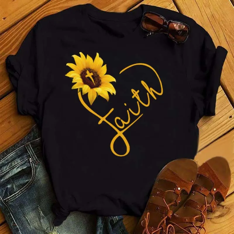 Sunflower Heart Graphic Print Women T Shirts Cartoon Floral Fashion Girl Lady Tees Print Tops Tshirt Clothes Summer Female Shirt
Sunflower Heart Graphic Print Women T Shirts Cartoon Floral Fashion Girl Lady Tees Print Tops Tshirt Clothes Summer Female Shirt