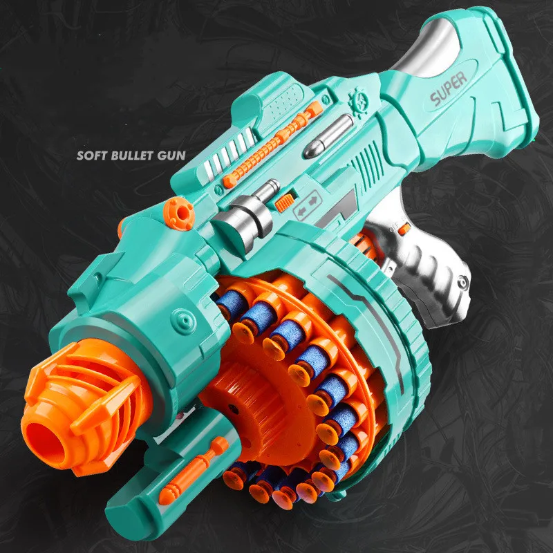 

Children's Electric Continuous Shooting Gatling Toy Gun vs. Suction Cup Soft Bullet Gun Internet Explosion Toy Guns BB Gun