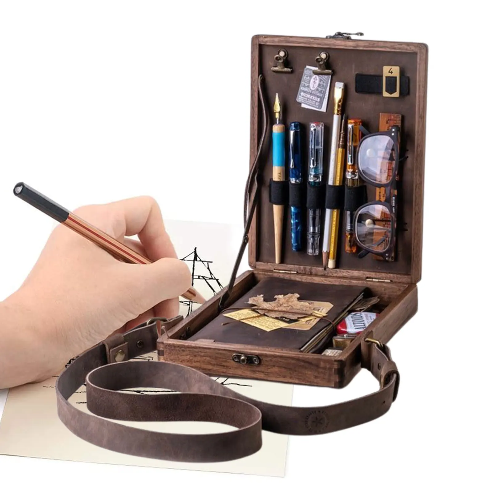 Writers Messenger Wood Box Multifunctional Artist Tool And Brush Storage Box Retro Wooden Handmade Portable Crossbody Brifcase
Writers Messenger Wood Box Multifunctional Artist Tool And Brush Storage Box Retro Wooden Handmade Portable Crossbody Brifcase