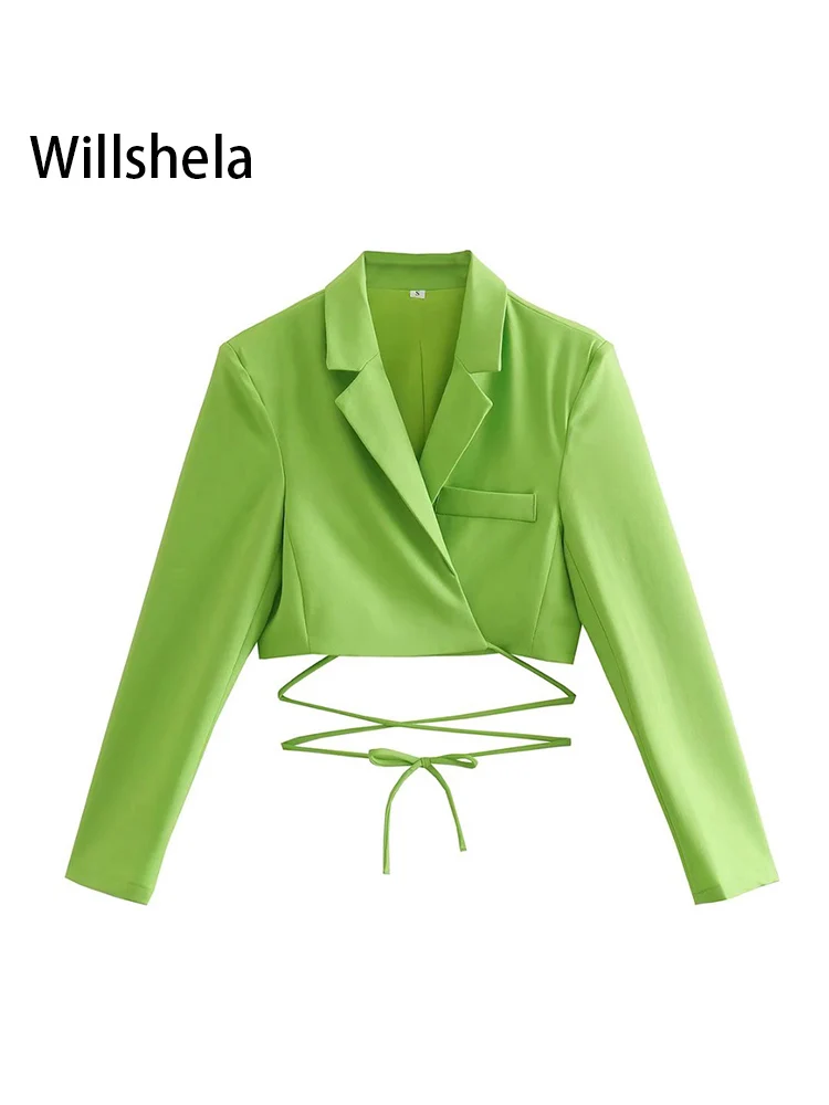 Willshela Women Fashion With Pocket Solid Lace Up Cropped Blazers Vintage Long Sleeves Notched Neck Female Chic Lady Coats
Willshela Women Fashion With Pocket Solid Lace Up Cropped Blazers Vintage Long Sleeves Notched Neck Female Chic Lady Coats