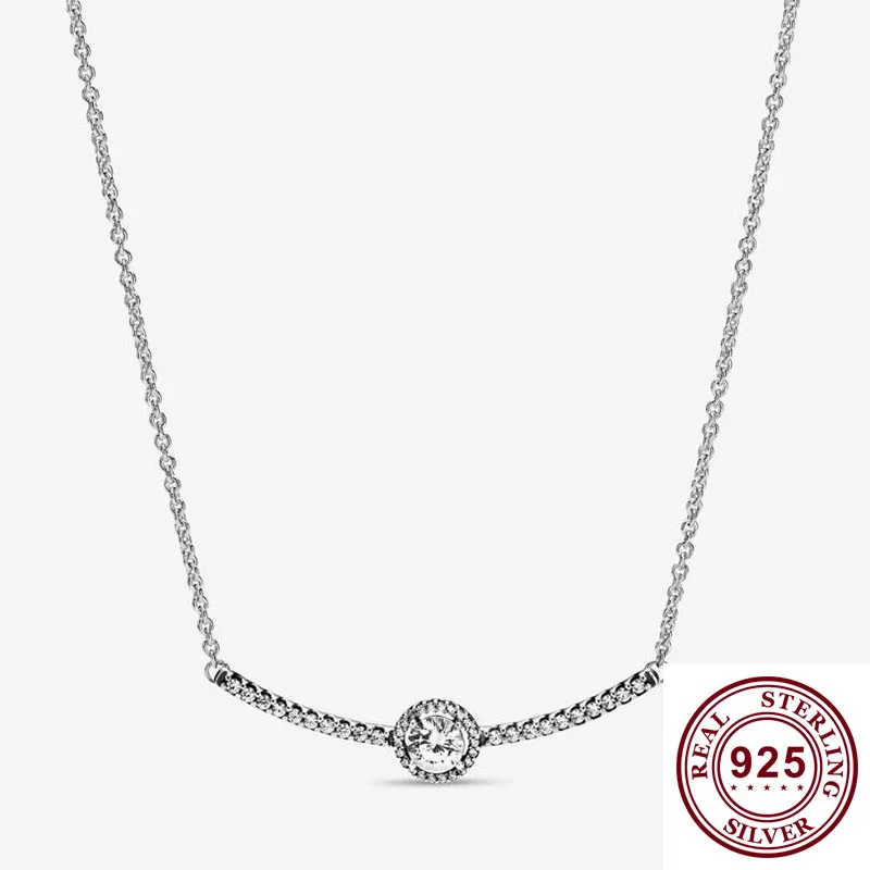 925 Sterling Silver Pan Necklace Classic Elegant Arc With Crystal Necklace For Women Wedding Party Gift Fashion Jewelry
925 Sterling Silver Pan Necklace Classic Elegant Arc With Crystal Necklace For Women Wedding Party Gift Fashion Jewelry