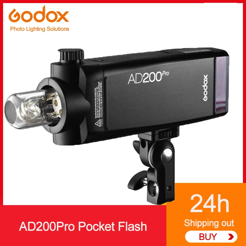 

Godox AD200Pro Outdoor Flash Light 200Ws TTL 2.4G 1/8000 HSS 0.01-1.8s Recycling 2900mAh Battery with Xpro Trigger