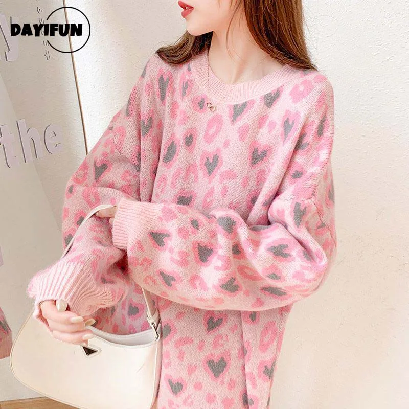 Розовый кардиган DAYIFUN, Свободный кардиган большого размера, одежда для улицы, для ленивых, весна и осень