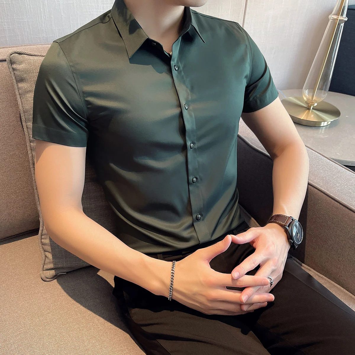 Men's Shirt Short Sleeved Solid Color Slim Fit Business Anti Wrinkle Summer Tidal Current Streetwear Surprise Price Best
Men's Shirt Short Sleeved Solid Color Slim Fit Business Anti Wrinkle Summer Tidal Current Streetwear Surprise Price Best