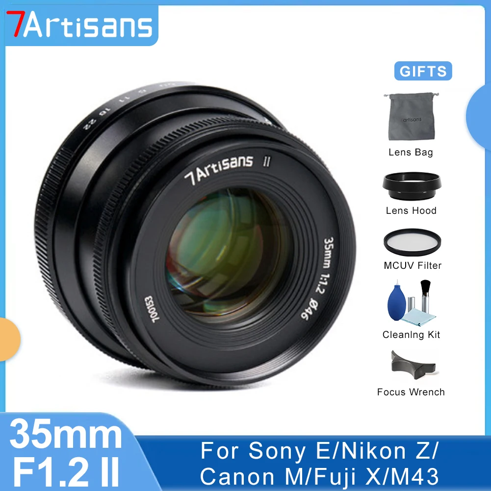 Объектив для портретной камеры 7 Artisans artisans Размеры 35 мм F1.2 II MF Fuji X/Sony E/Canon APS-C/M4/3 Nikon