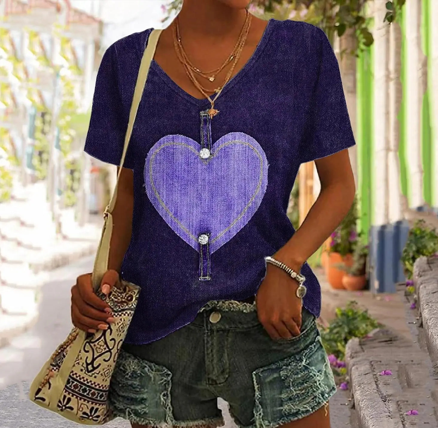Women's T Shirt 3d Denim Buttons Print Short Sleeve V Neck Tops Summer Fashion Casual Girls Oversized Pullover T-Shirt For Women
Women's T Shirt 3d Denim Buttons Print Short Sleeve V Neck Tops Summer Fashion Casual Girls Oversized Pullover T-Shirt For Women