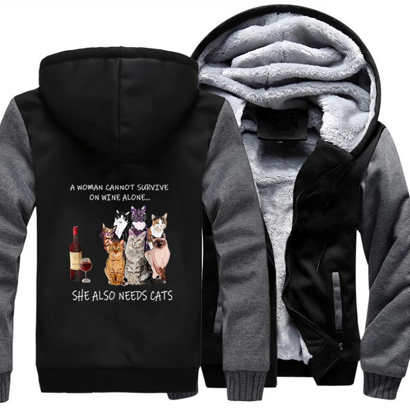 Cat Cannot Survive On Wine Alone She Also Needs Cats Winter Jacket Men Fleece Thicken Hoodies Warm Hooded Baseball Jacket Thick
Cat Cannot Survive On Wine Alone She Also Needs Cats Winter Jacket Men Fleece Thicken Hoodies Warm Hooded Baseball Jacket Thick