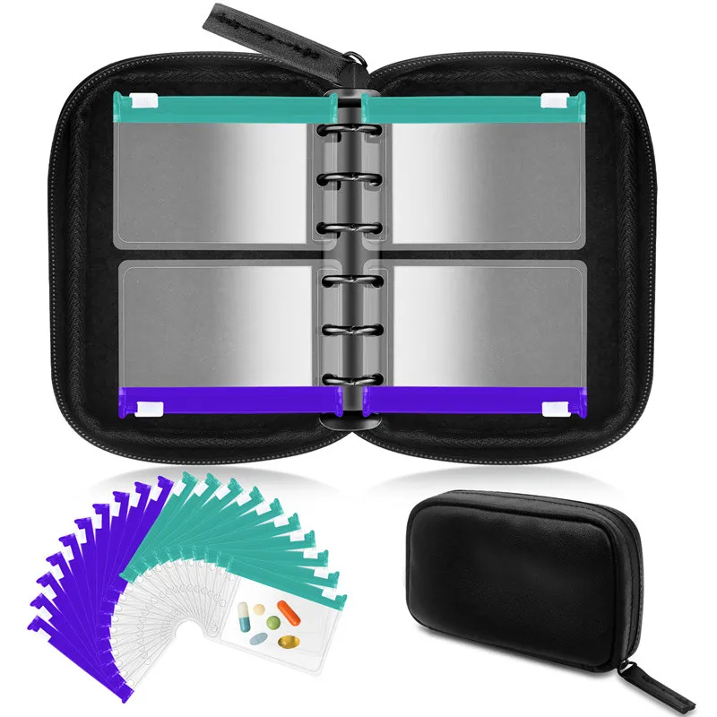 Travel Pill Organizer With Medicine Cutter Zippered Medicine Pill Case For Purse Self Sealing With 20pcs Reusable Pouch Bags 
Travel Pill Organizer With Medicine Cutter Zippered Medicine Pill Case For Purse Self Sealing With 20pcs Reusable Pouch Bags