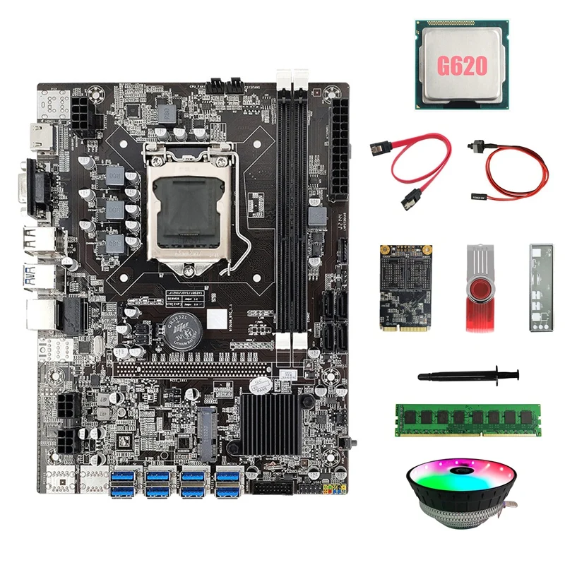 Материнская плата B75 ETH для майнинга 8xusb + процессор G620 + DDR4 4 ГБ ОЗУ + 128 Гб SSD + 64 ГБ USB драйвер + вентилятор + кабель SATA + кабель переключателя + тер...
Материнская плата B75 ETH для майнинга 8xusb + процессор G620 + DDR4 4 ГБ ОЗУ + 128 Гб SSD + 64 ГБ USB драйвер + вентилятор + кабель SATA + кабель переключателя + тер...