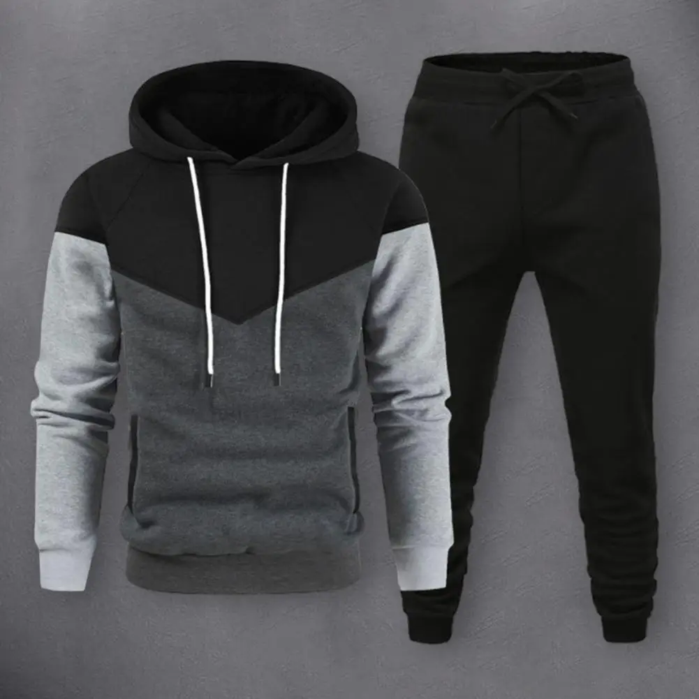 2 Pcs/Set Men Hoodie Sweatpants Set Color Matching Drawstring Activewear Set Elastic Waist Hooded Top Ankle-banded Trousers Suit
2 Pcs/Set Men Hoodie Sweatpants Set Color Matching Drawstring Activewear Set Elastic Waist Hooded Top Ankle-banded Trousers Suit