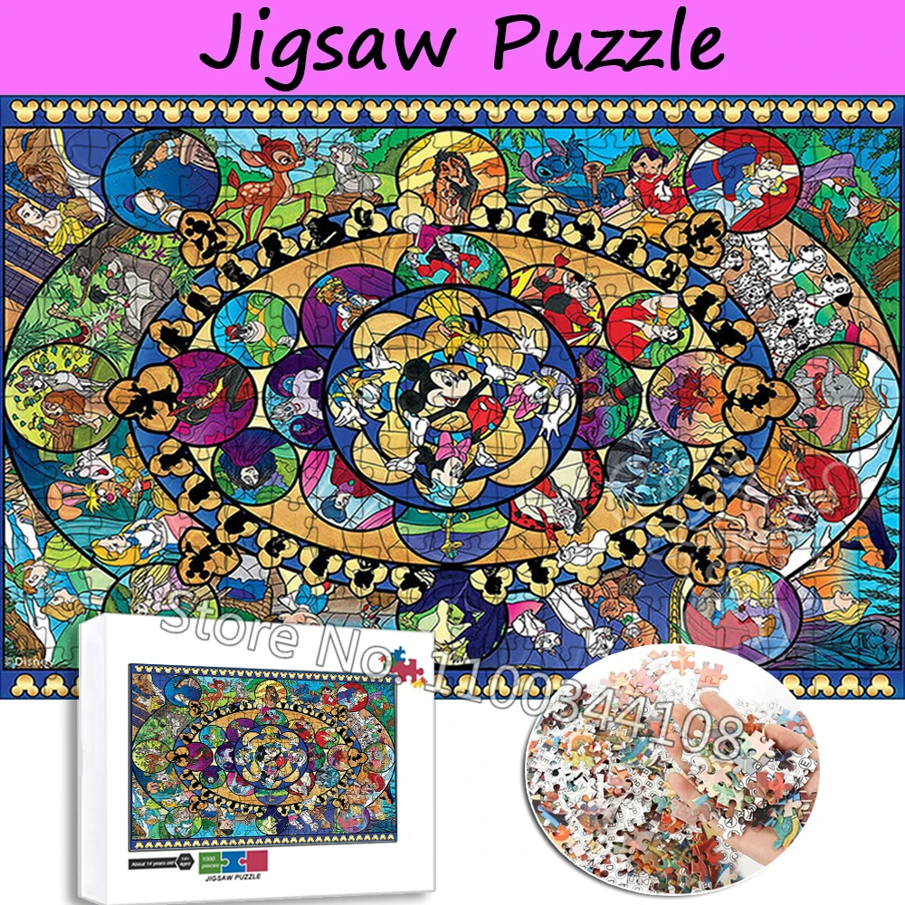 

Disney Animation Collection Puzzle Mickey Mouse Princess Cartoon Jigsaw Puzzle 1000 Pieces Mini Puzzles Children's Handmade Toys