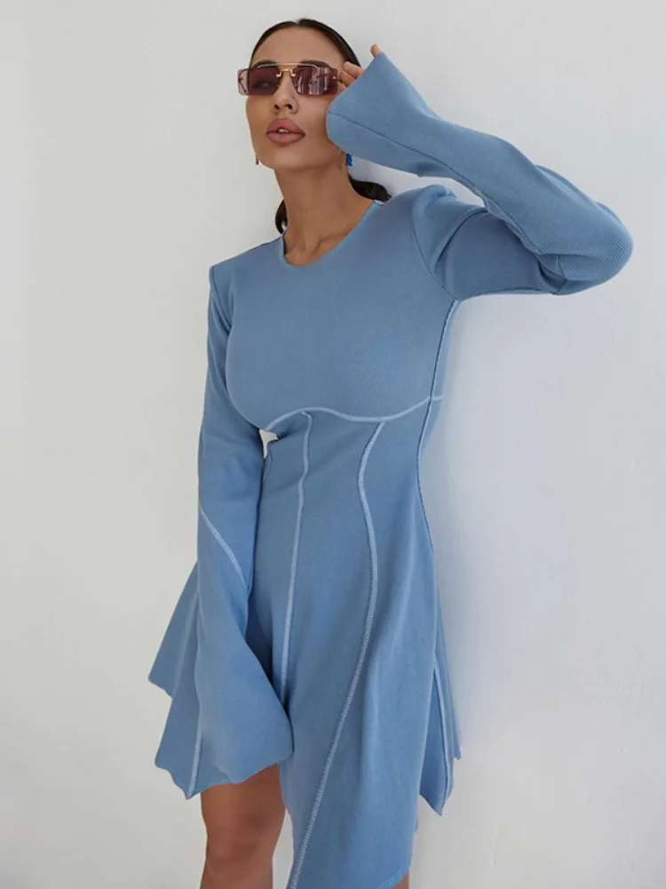 Long Sleeve Mini Dress for Women Autumn Fashion Patchwork A-Line Slim Party Dresses Casual Outfits Elegant Sexy Blue Dress 2022
Long Sleeve Mini Dress for Women Autumn Fashion Patchwork A-Line Slim Party Dresses Casual Outfits Elegant Sexy Blue Dress 2022