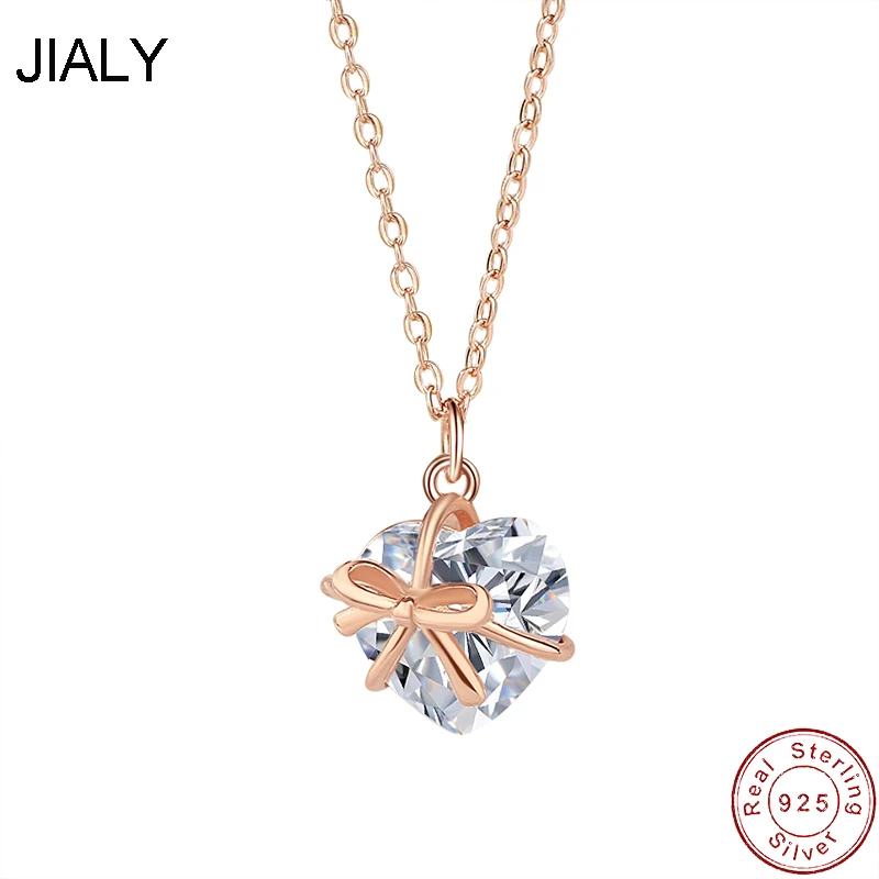 European S925 Sterling Silver Necklace AAA CZ Love Heart Bow For Women Birthday Party Gift Jewelry
European S925 Sterling Silver Necklace AAA CZ Love Heart Bow For Women Birthday Party Gift Jewelry