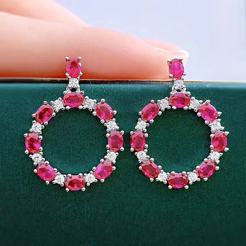 Morivovog 100% 925 Sterling Silver Ruby High Carbon Diamond Round Drop Earrings for Women Oval Pigeon Blood 2022 Wedding Jewelry
Morivovog 100% 925 Sterling Silver Ruby High Carbon Diamond Round Drop Earrings for Women Oval Pigeon Blood 2022 Wedding Jewelry