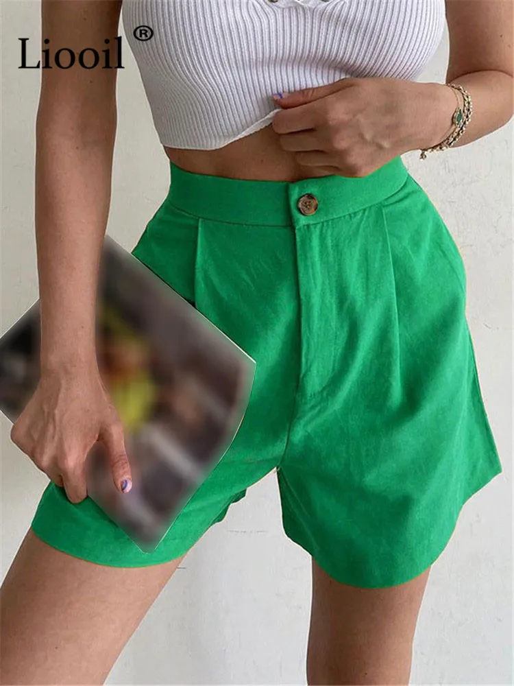 Liooil Linen Straight Leg Shorts Women High Waist Slacks With Zipper Button Pockets Streetwear Summer Green Casual Short Pants
Liooil Linen Straight Leg Shorts Women High Waist Slacks With Zipper Button Pockets Streetwear Summer Green Casual Short Pants