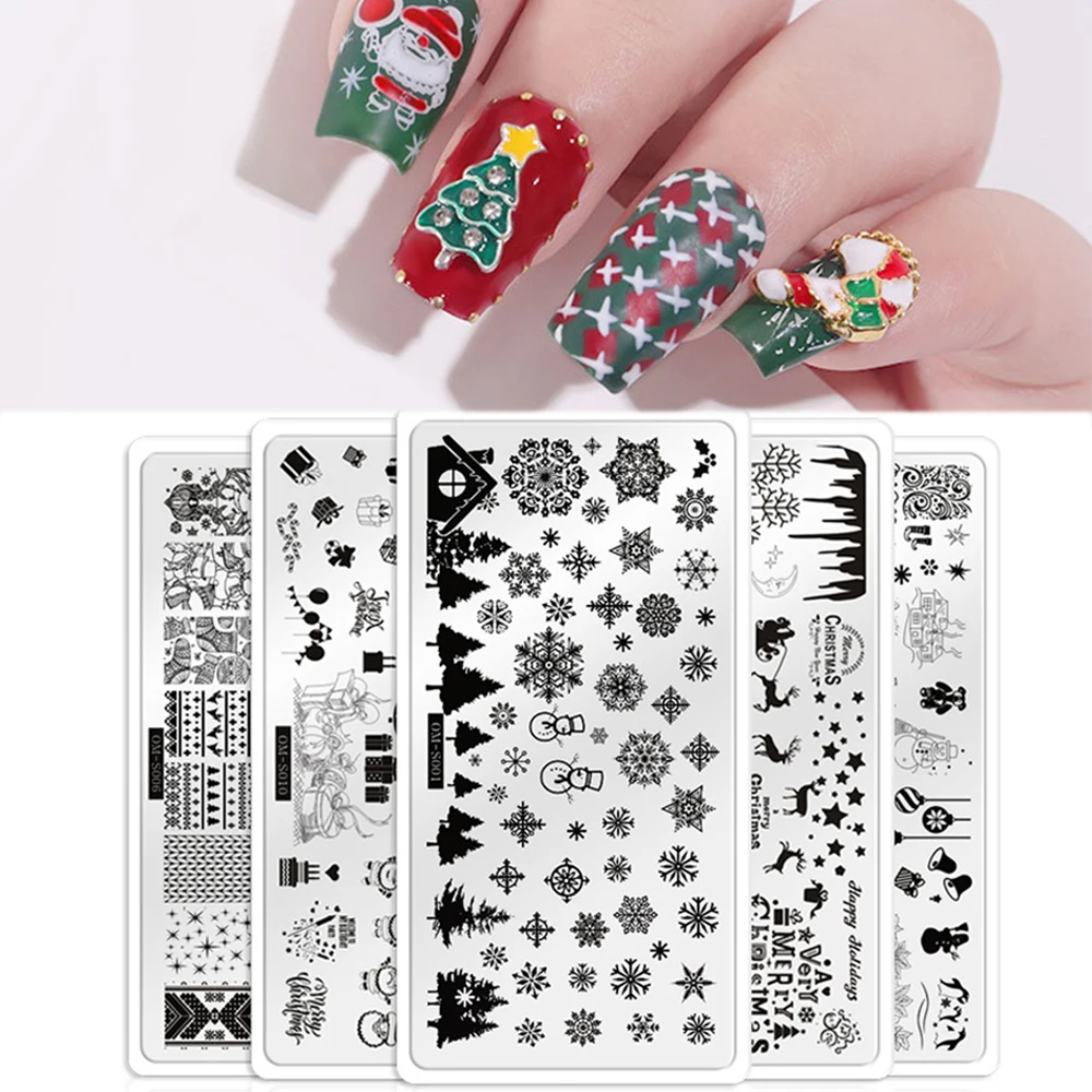 

3Pcs Christmas Nail Stamping Plates Stamp Kit Holiday Cartoon Image Stamping Plates 6.5X12.5cm Stainles Steel Nail Art Template