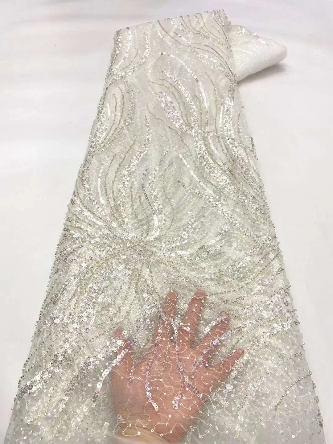 African Lace Fabric 5 Yards Luxury Nigerian Groom Lace Fabrics 2022 French Net Lace Fabric With Sequins For Wedding Party Dress
African Lace Fabric 5 Yards Luxury Nigerian Groom Lace Fabrics 2022 French Net Lace Fabric With Sequins For Wedding Party Dress