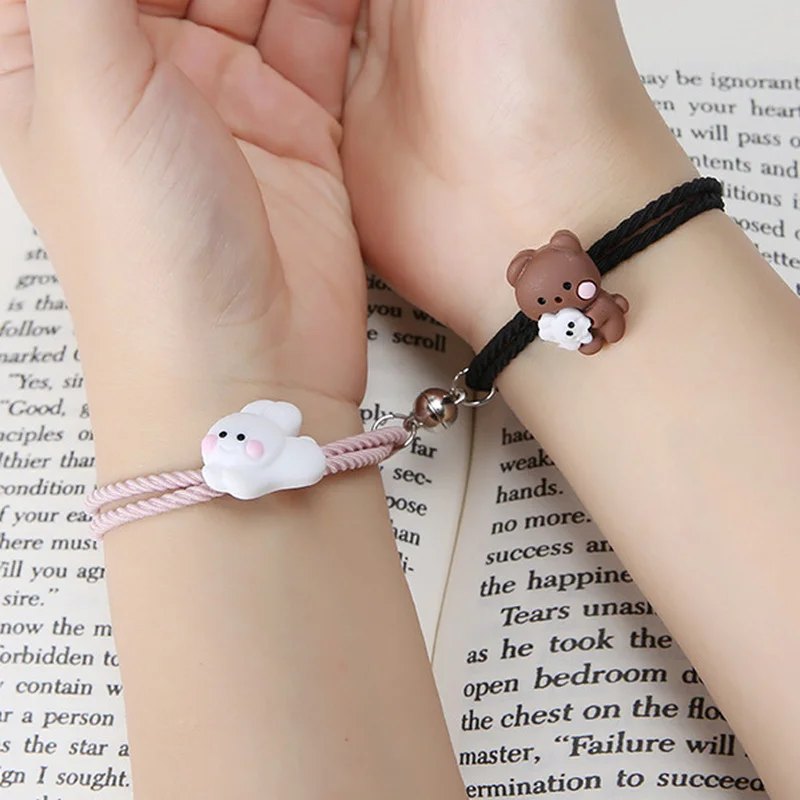 Magnetic Rabbit Bear Charm Bracelets for Women Cute Anime Rope Chains Couple Bracelet Cartoon Fashion Jewelry Friendship Gift
Magnetic Rabbit Bear Charm Bracelets for Women Cute Anime Rope Chains Couple Bracelet Cartoon Fashion Jewelry Friendship Gift