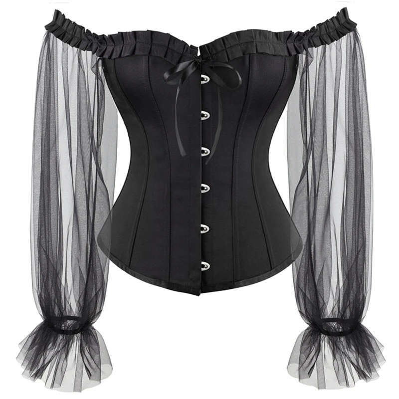 Women Mesh Puff Long Sleeve Bustier Top Ruffled Trim Off Shoulder Corset T-Shirt
Women Mesh Puff Long Sleeve Bustier Top Ruffled Trim Off Shoulder Corset T-Shirt