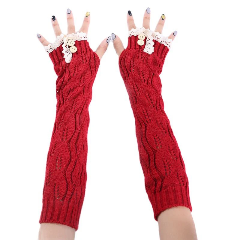 Autumn Winter Red Knitting Arm Gloves Women Leaves Lace Acrylic Long Glove Fingerless Mittens Warm Elbow Gloves Christmas Gift
Autumn Winter Red Knitting Arm Gloves Women Leaves Lace Acrylic Long Glove Fingerless Mittens Warm Elbow Gloves Christmas Gift