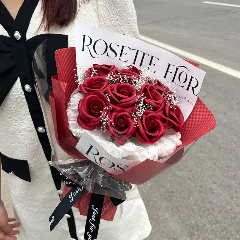 

Букет из красных роз, мыло, цветок, подарок на День святого Валентина для девушки, предложение подруги, признание, подарок на день рождения, имитация цветка, 520