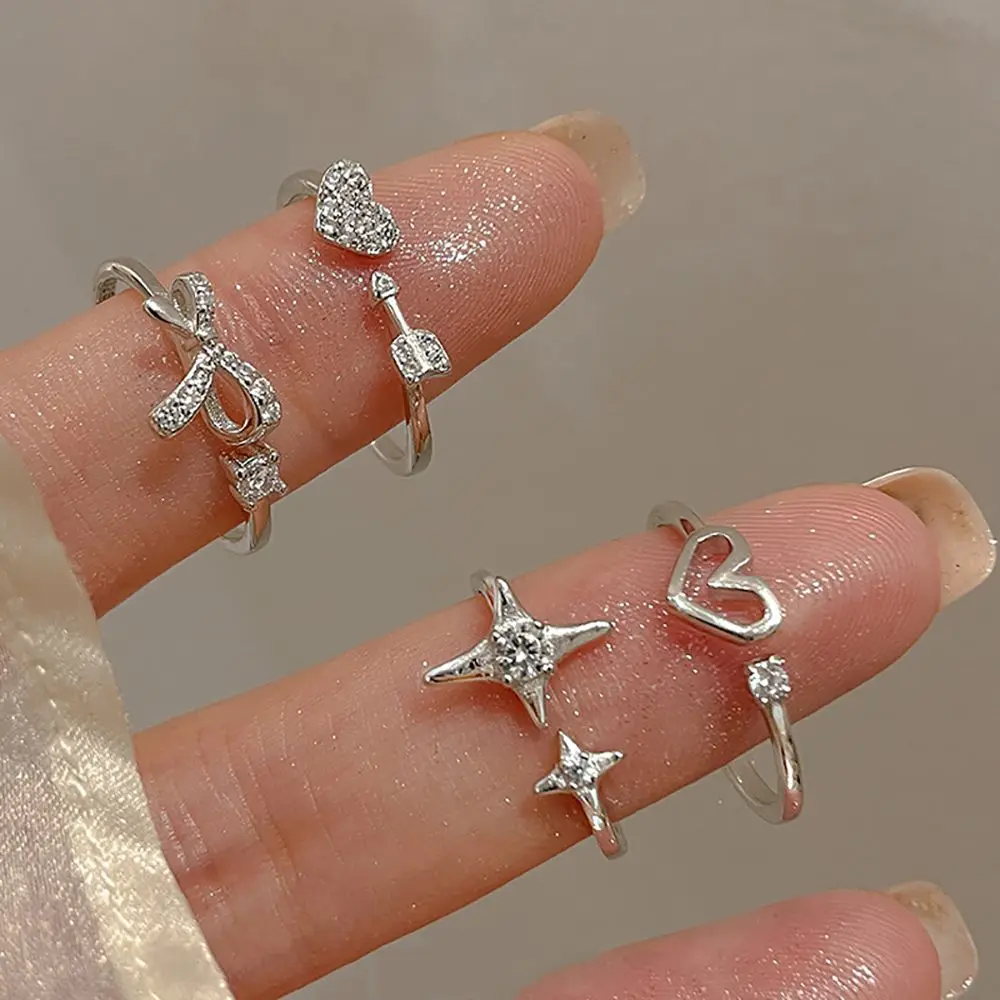 Korean Sweet Zircon Love Bow Opening Ring Women Girls Personality Trendy Rings Four Pointed Star Finger Ring Fashion Jewelry
Korean Sweet Zircon Love Bow Opening Ring Women Girls Personality Trendy Rings Four Pointed Star Finger Ring Fashion Jewelry