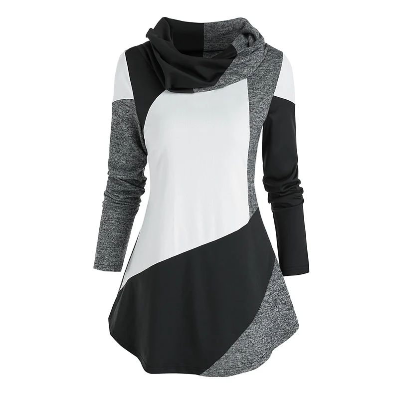 Cowl Neck Contrast Color T Shirt Splicing Color Contrast T-Shirts Women Tops Colorblock Casual Long Sleeve Tees
Cowl Neck Contrast Color T Shirt Splicing Color Contrast T-Shirts Women Tops Colorblock Casual Long Sleeve Tees