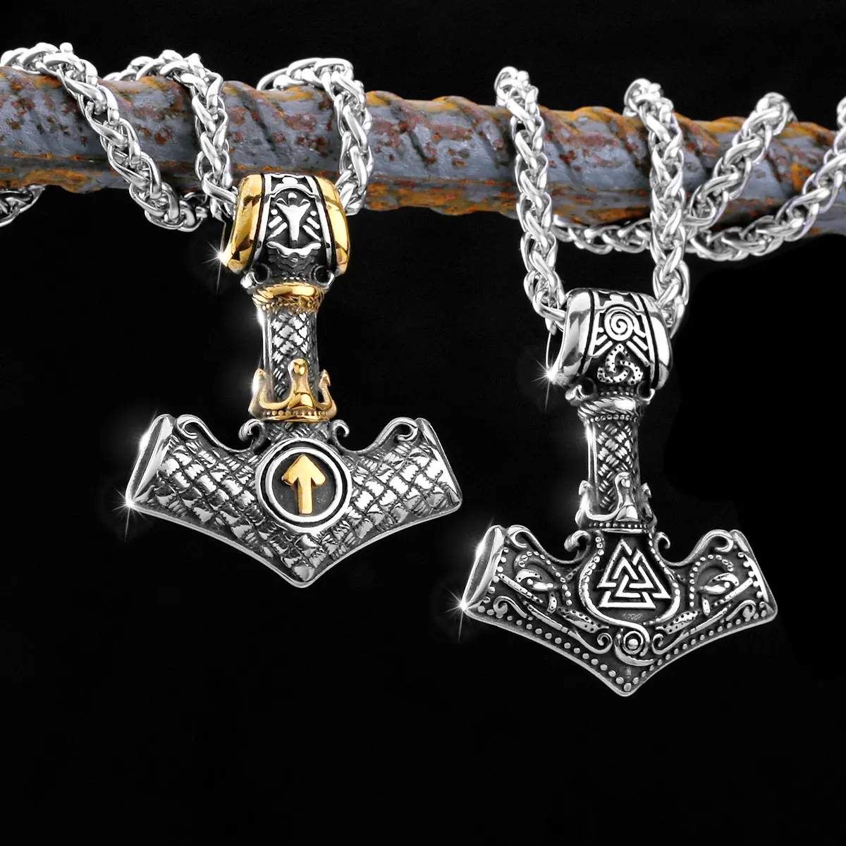 Men's Stainless Steel Thor's Hammer Viking Necklace Triangle Rune Keel Charm Fashion Pendant Necklace Amulet Jewelry Gift
Men's Stainless Steel Thor's Hammer Viking Necklace Triangle Rune Keel Charm Fashion Pendant Necklace Amulet Jewelry Gift