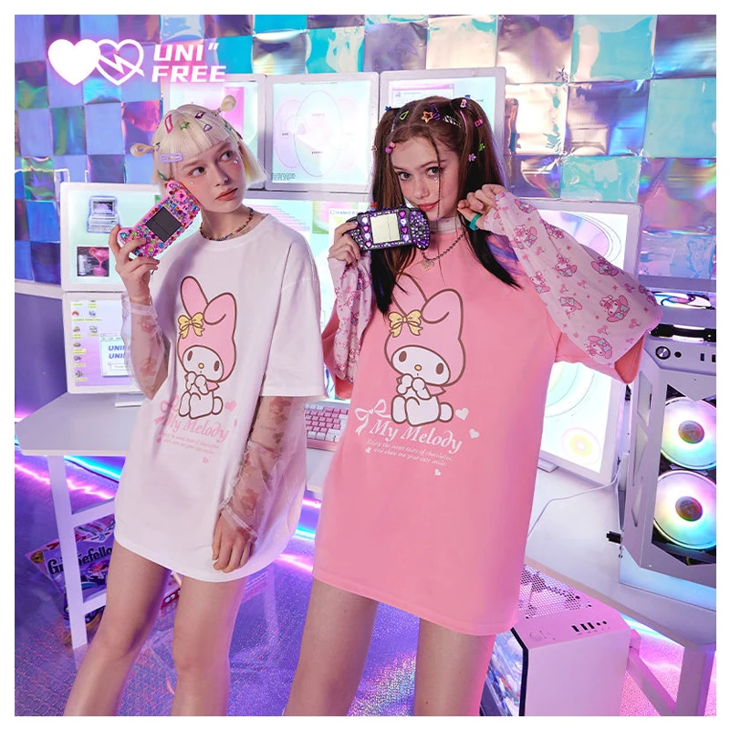 Kawaii аниме Sanriod My Melody модная крутая женская футболка с коротким рукавом и бантом женский летний свободный хлопковый топ с коротким рукавом подарки для девочек
Kawaii аниме Sanriod My Melody модная крутая женская футболка с коротким рукавом и бантом женский летний свободный хлопковый топ с коротким рукавом подарки для девочек