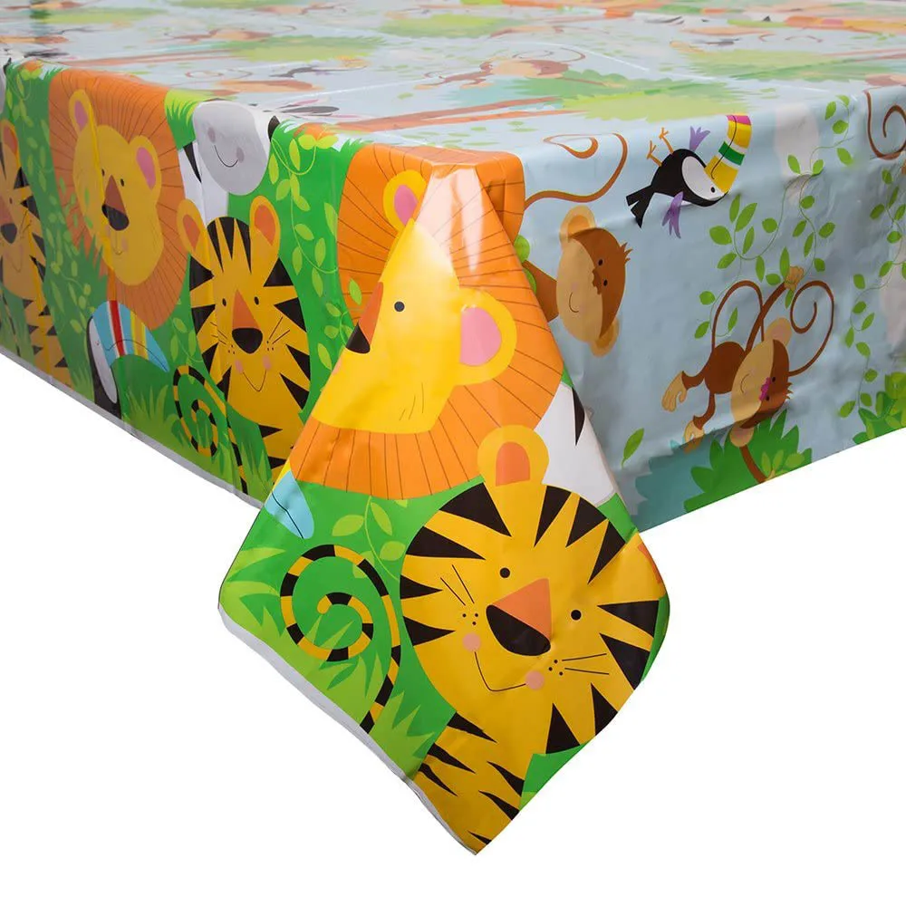 

1Psc Jungle Animal Party Tablecloth Cute Lion Tiger Wild Animal Birthday Party Decor Kid Baby Shower Table Decor Table cloth
