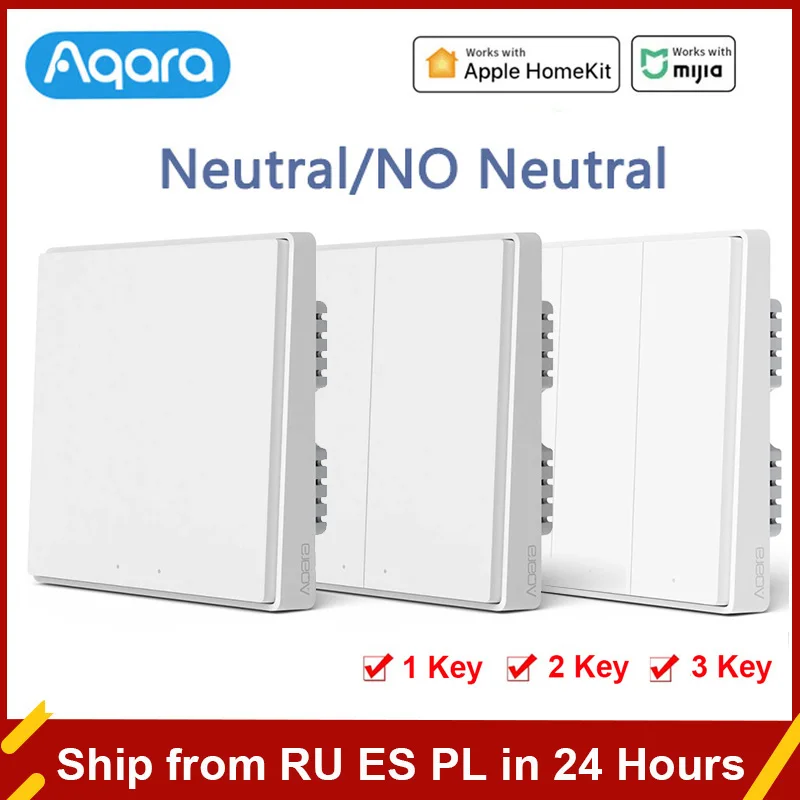 Настенный выключатель Aqara D1 ZigBee умный Беспроводной Выключатель с нулевой линией