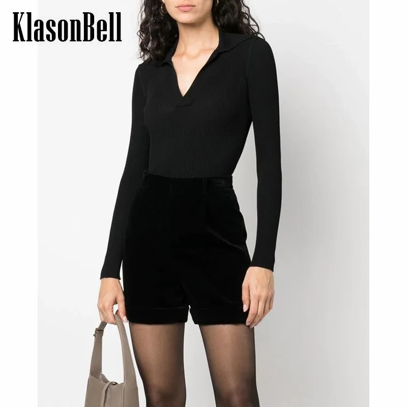 7.19 KlasonBell Letter Decoration Polo Collar Long Sleeve Slim Ribbed Knit T-Shirt Black Knitwear Women
7.19 KlasonBell Letter Decoration Polo Collar Long Sleeve Slim Ribbed Knit T-Shirt Black Knitwear Women