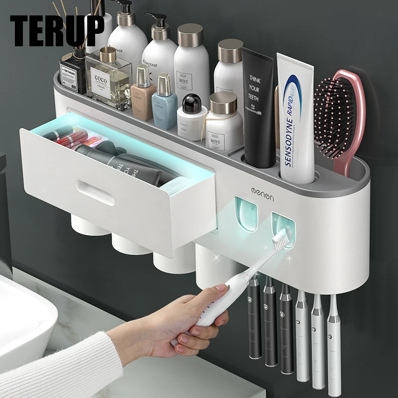 Держатель для зубных щеток TERUP, двойной Автоматический Диспенсер зубной пасты, магнитный поглощающий инвертированный стакан, стеллаж для х...
Держатель для зубных щеток TERUP, двойной Автоматический Диспенсер зубной пасты, магнитный поглощающий инвертированный стакан, стеллаж для х...