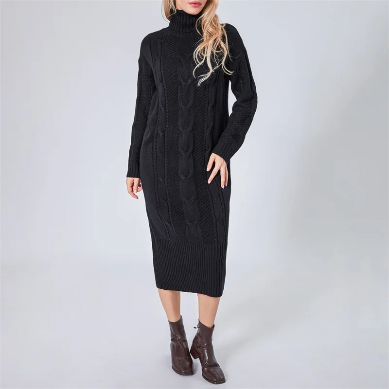 Musuos Women's Warm Winter Knitting Long Dress Solid Color Female Long Sleeve High Neck Straight Sweater Midi Dress Black
Musuos Women's Warm Winter Knitting Long Dress Solid Color Female Long Sleeve High Neck Straight Sweater Midi Dress Black