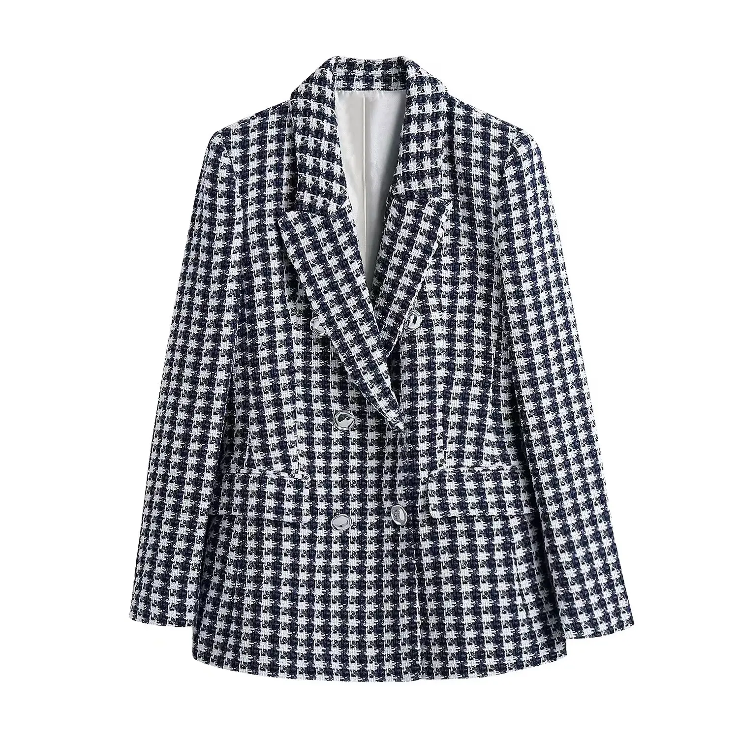 2022 Women Fashion Double Breasted Tweed Check Blazer Coat Vintage Long Sleeve Pockets Female Outerwear Chic Veste
2022 Women Fashion Double Breasted Tweed Check Blazer Coat Vintage Long Sleeve Pockets Female Outerwear Chic Veste
