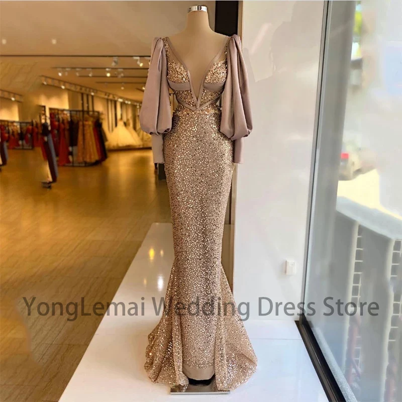 Sexy Strapless Formal V-neck Evening Party Cocktail Gown Puff Sleeve Dubai Arabic Custom Made Sequines Prom Dresses Vestidos2023
Sexy Strapless Formal V-neck Evening Party Cocktail Gown Puff Sleeve Dubai Arabic Custom Made Sequines Prom Dresses Vestidos2023