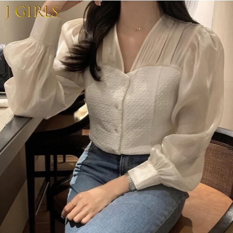 J GIRLS Korea Chic Autumn Winter Blouse Korean Hit Color Patchwork V-neck Puff Sleeve Shirt 2022 New Fashion Blusas Femme
J GIRLS Korea Chic Autumn Winter Blouse Korean Hit Color Patchwork V-neck Puff Sleeve Shirt 2022 New Fashion Blusas Femme