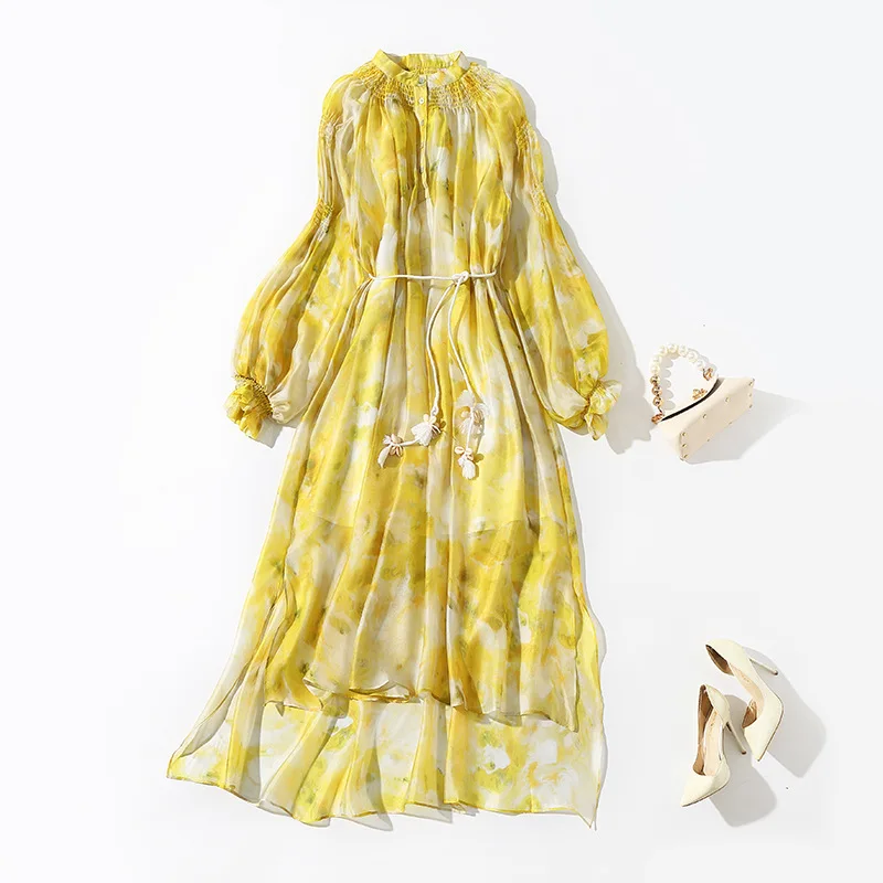 European and American women's wear spring 2022 new Long sleeve lantern sleeve yellow print lace-up Fashionable pleated dress
European and American women's wear spring 2022 new Long sleeve lantern sleeve yellow print lace-up Fashionable pleated dress