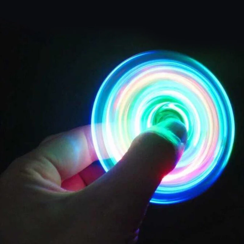 

Hot Promotion Crystal Luminous LED light Fidget Spinner Hand Top Spinners Glow in Dark EDC Stress Relief Toys Kinetic Gyroscope