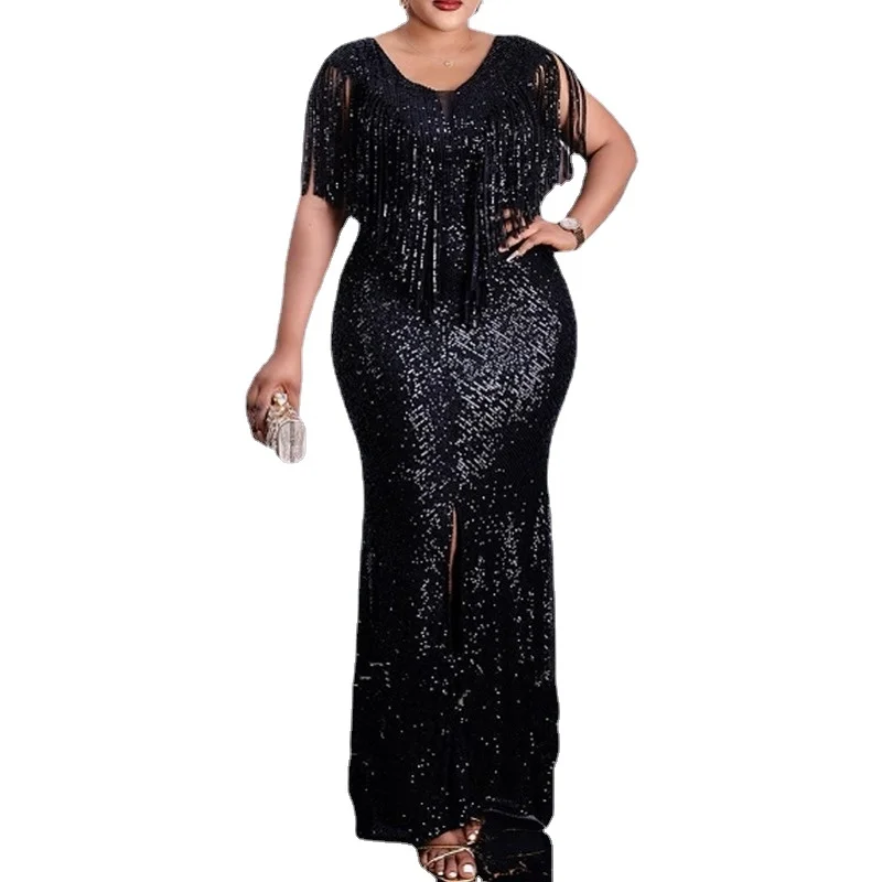 African Dresses Women Autumn African Women Short Sleeve Black Sequined Long Maxi Dress African Clothes African Boubou Dress
African Dresses Women Autumn African Women Short Sleeve Black Sequined Long Maxi Dress African Clothes African Boubou Dress