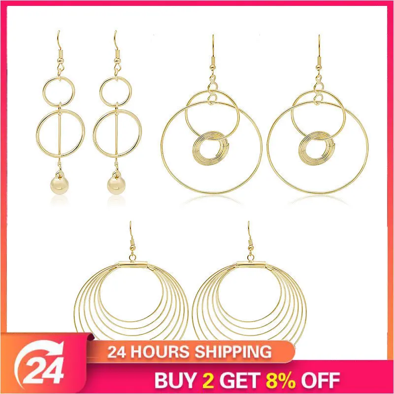 Two pieces 8% off new jewelry Exaggerated metal personality, multi-circle circles, irregular geometric Earrings
Two pieces 8% off new jewelry Exaggerated metal personality, multi-circle circles, irregular geometric Earrings