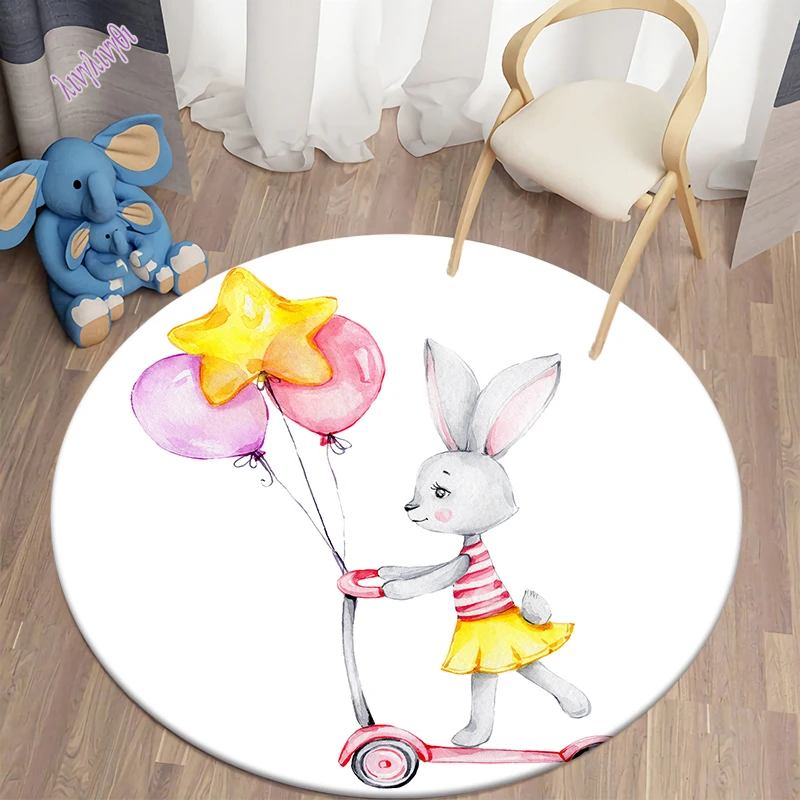 Kawaii Bunny Printed Children Carpet Rabbit Area Rugs Round Carpet for Living Room Floor Mat Flannel Anti-Slip Mat for Children
Kawaii Bunny Printed Children Carpet Rabbit Area Rugs Round Carpet for Living Room Floor Mat Flannel Anti-Slip Mat for Children