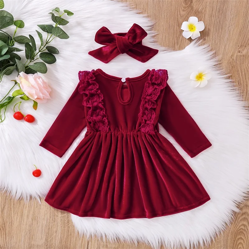 Wine Red Velvet Baby Girls Dress Flying Sleeve Kids Toddler Girls Princess Baby Dresses For Girls Children Clothing
Wine Red Velvet Baby Girls Dress Flying Sleeve Kids Toddler Girls Princess Baby Dresses For Girls Children Clothing