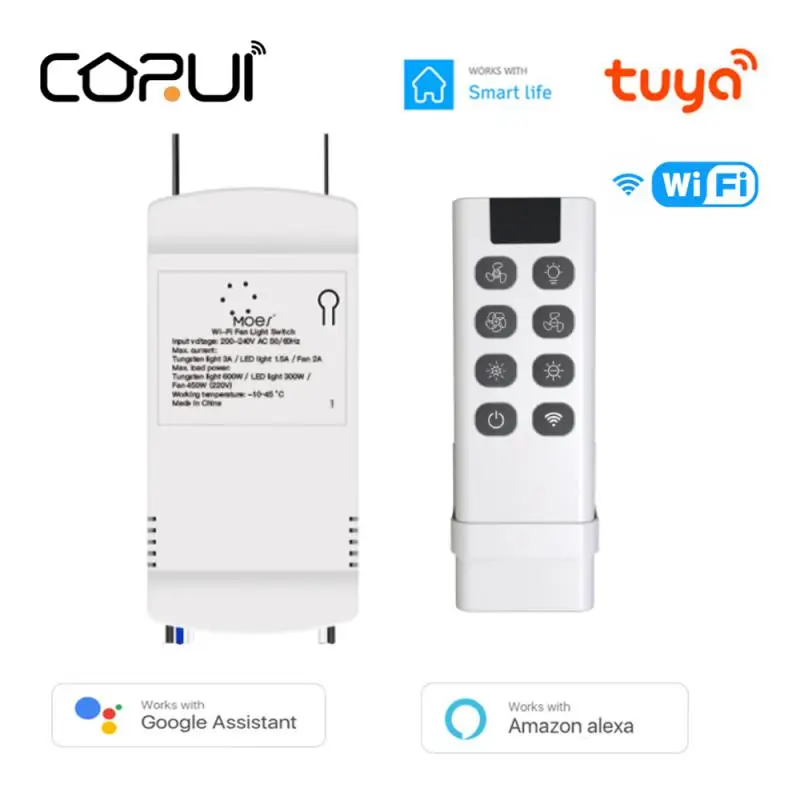 Умный вентилятор CORUI Tuya, Wi-Fi выключатель с 3 скоростями, поддержка Alexa Google Home
Умный вентилятор CORUI Tuya, Wi-Fi выключатель с 3 скоростями, поддержка Alexa Google Home