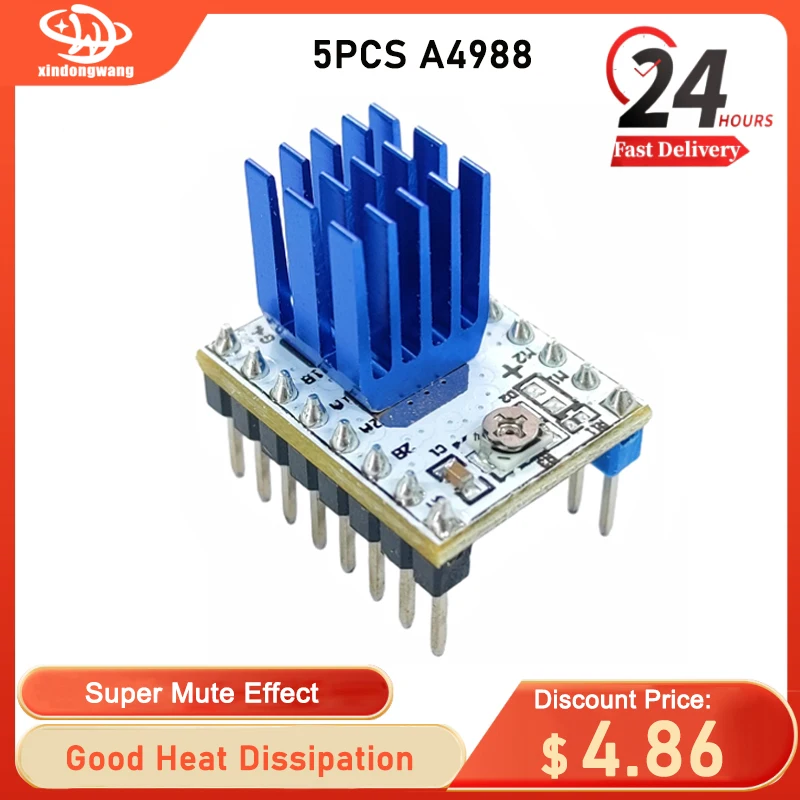 A4988 Super Silent Stepstick Module Stepper Motor Driver With Heat Sink For 3d Printer Parts Controller Skr Mks
A4988 Super Silent Stepstick Module Stepper Motor Driver With Heat Sink For 3d Printer Parts Controller Skr Mks