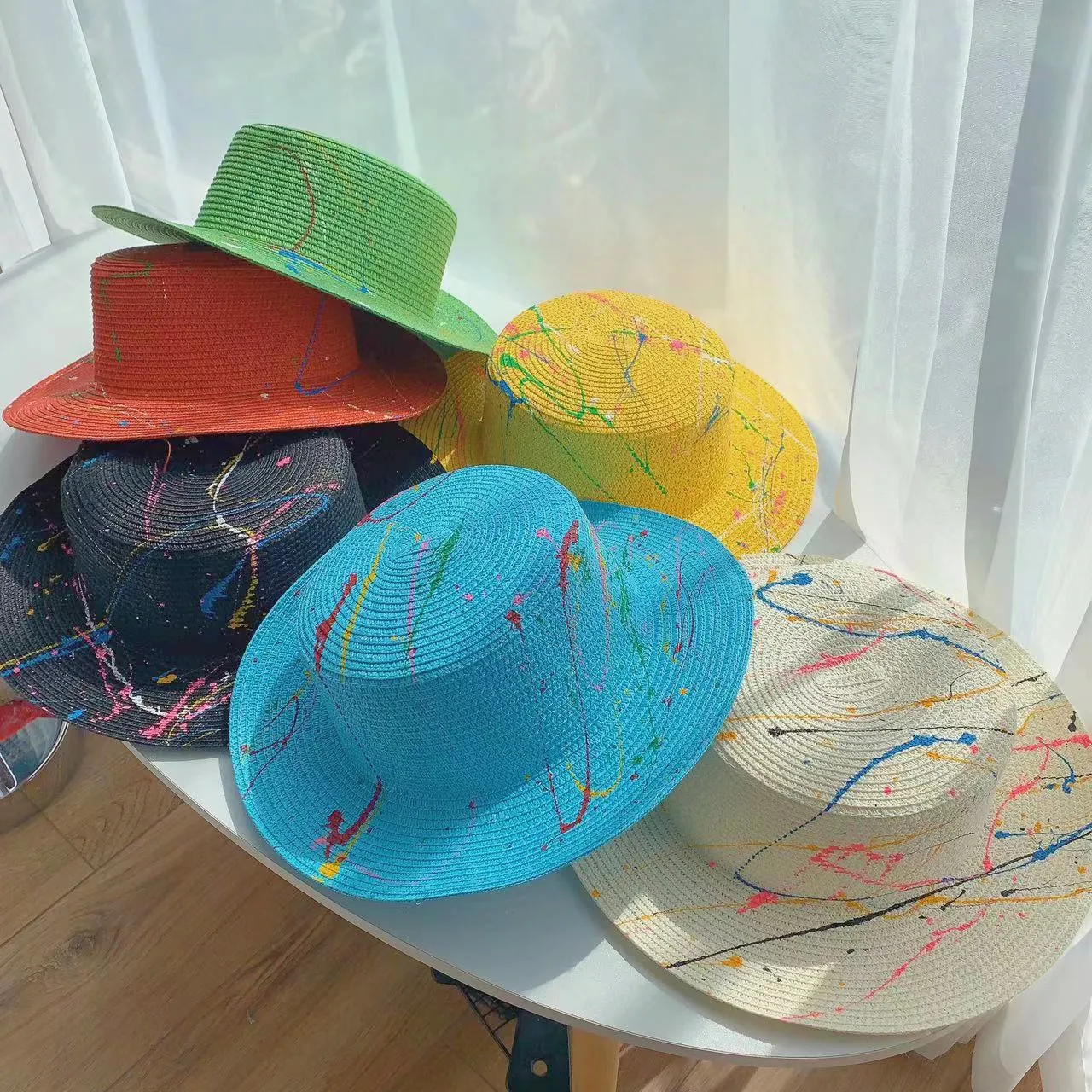 Designer Brand Handmade Graffiti Design Straw Hat Women's Summer Refreshing Straw Braided Sun Cap Jazz Kепка Hot Sell Free Mail
Designer Brand Handmade Graffiti Design Straw Hat Women's Summer Refreshing Straw Braided Sun Cap Jazz Kепка Hot Sell Free Mail